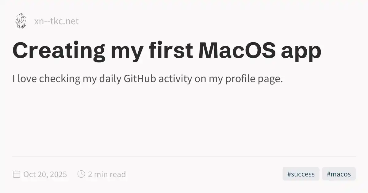 What I learned making a GitHub Task Bar app for MacOS